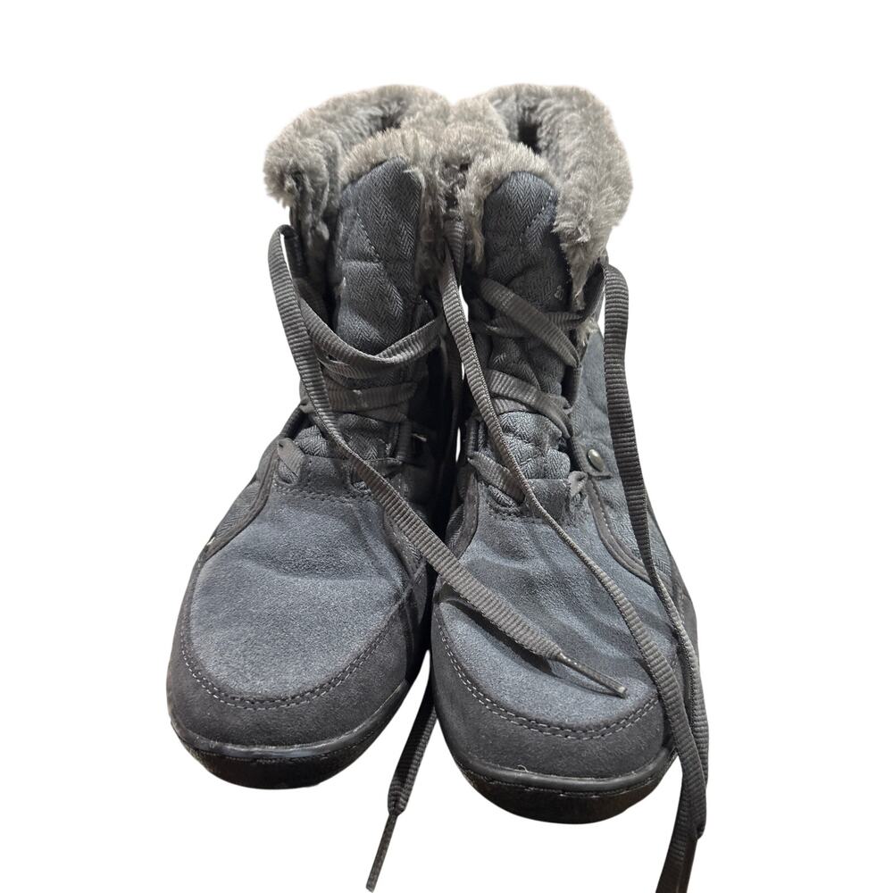 Columbia Women’s Gray Suede Faux Fur Winter Hiking Boots Omni-Grip Size US 8